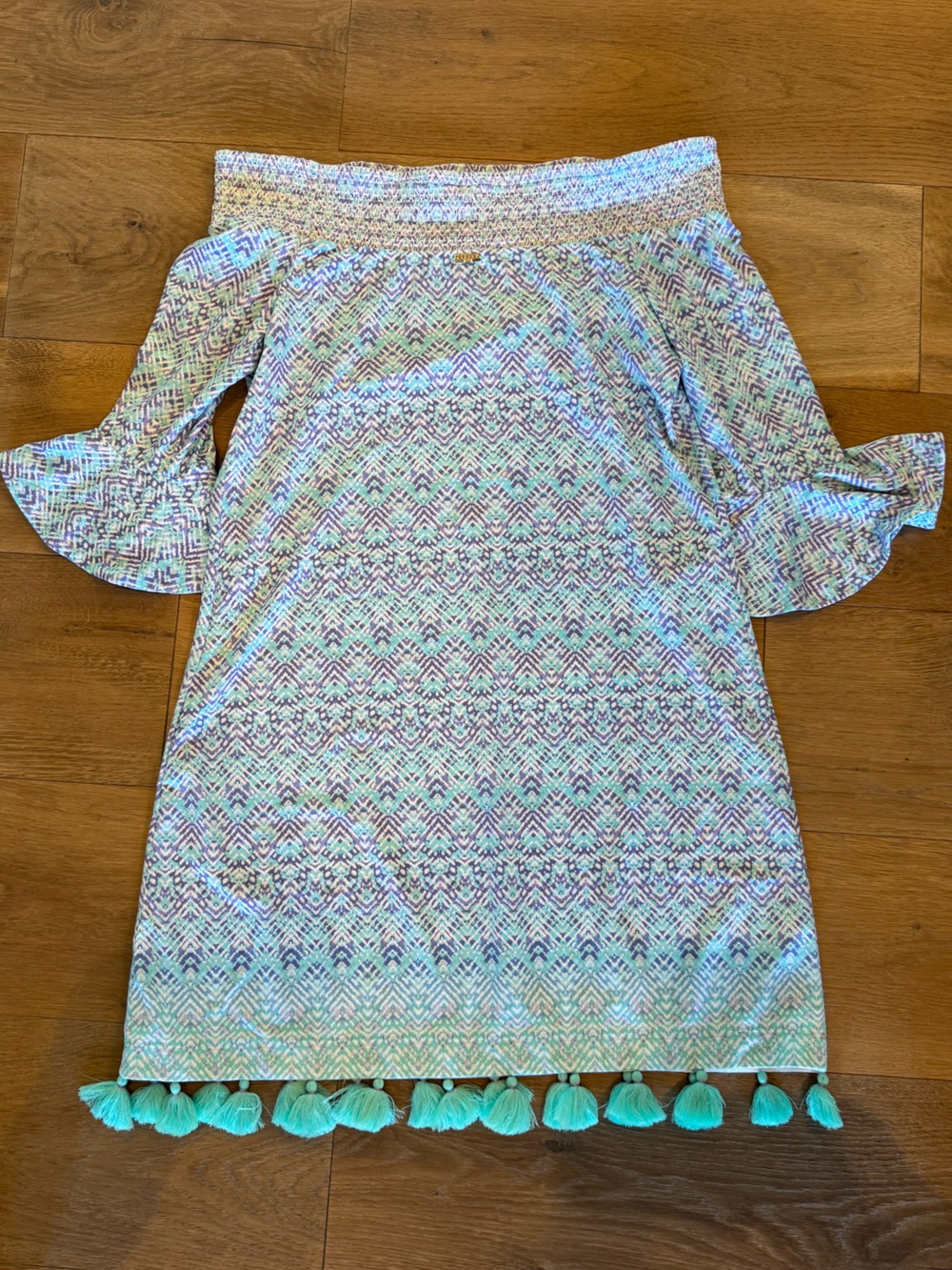 Cabana Life Purple and Mint Off the Shoulder Dress